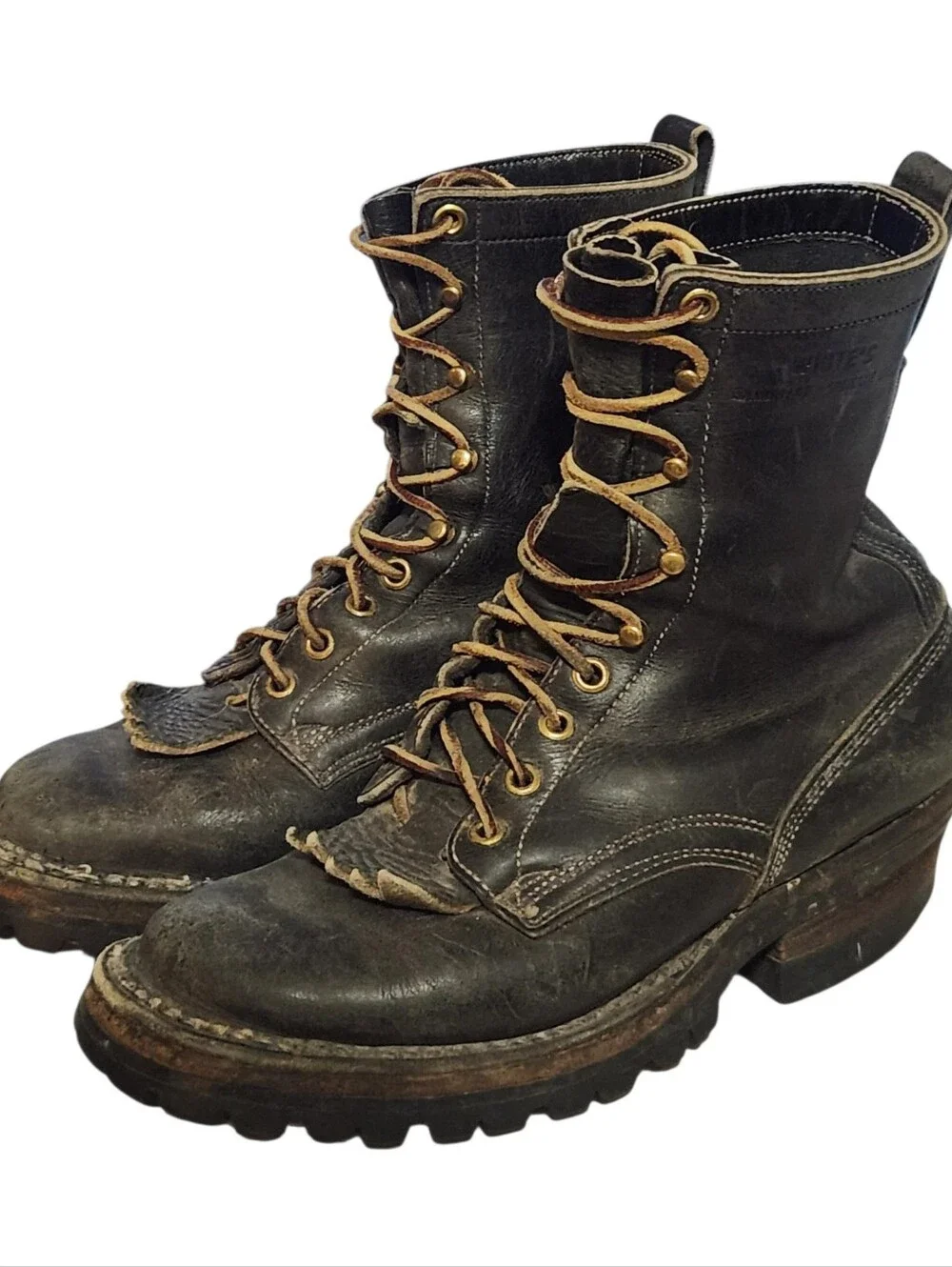 White Boots Mens Size 6.5 C 355 Cruiser Aaron Levine Black Leather Lace Up Ankle